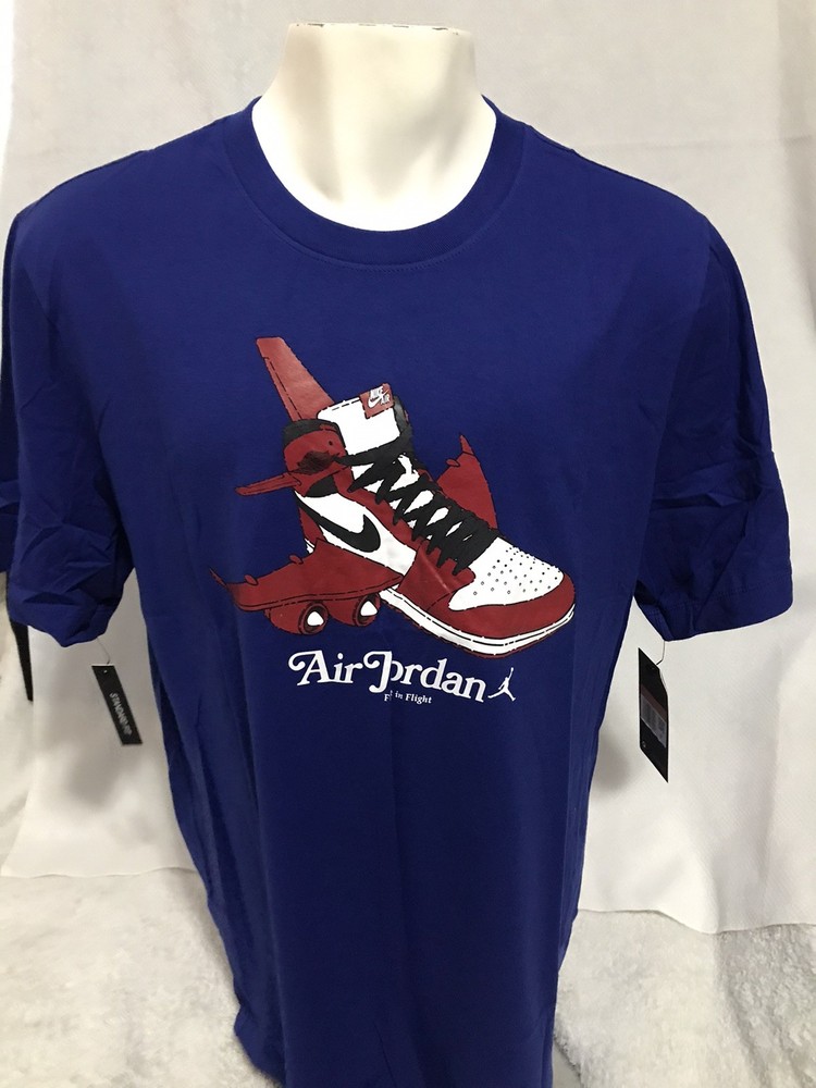 Nike Air Jordan Retro 1 OG FIRST IN FLIGHT CHICAGO J’s Blue Men’s T-Shirt L,XL