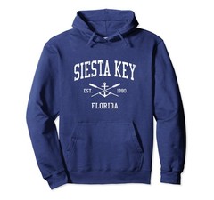 Siesta Key FL Vintage Crossed Oars & Boat Anchor Sports Pullover Hoodie