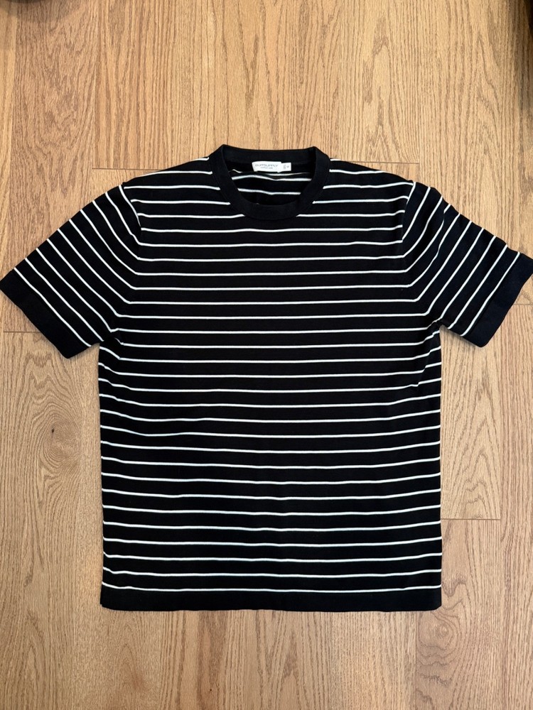 Black with White Stripe Suit Supply Silk T Shirt Medium New Without Tags