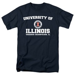 University of Illinois Adult T-Shirt Circle Logo, Navy, S-5XL