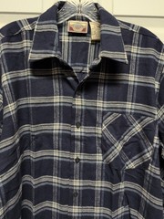 US Blues. Mens Shirt Size M Blue Plaid Flannel Long Sleeve Botton Down