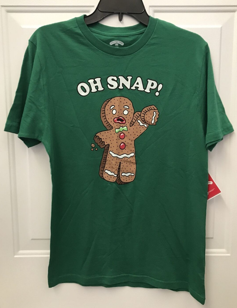 Holiday Time OH SNAP! Green Christmas Shirt -Men’s Size S NEW
