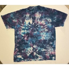 Y2K Liquid Blue Tie Dye T-Shirt XL Purple Blue Kaleidoscope Psychedelic Cotton