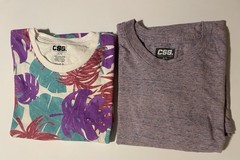 Lot 2 CSG men’s T Shirts heathered Purple & Floral Leaf Print summer Size XL