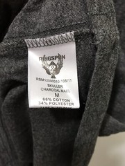 Ringspun UK chic Skuller Charcoal Marl logo shirt, M/50/40US NWT$165