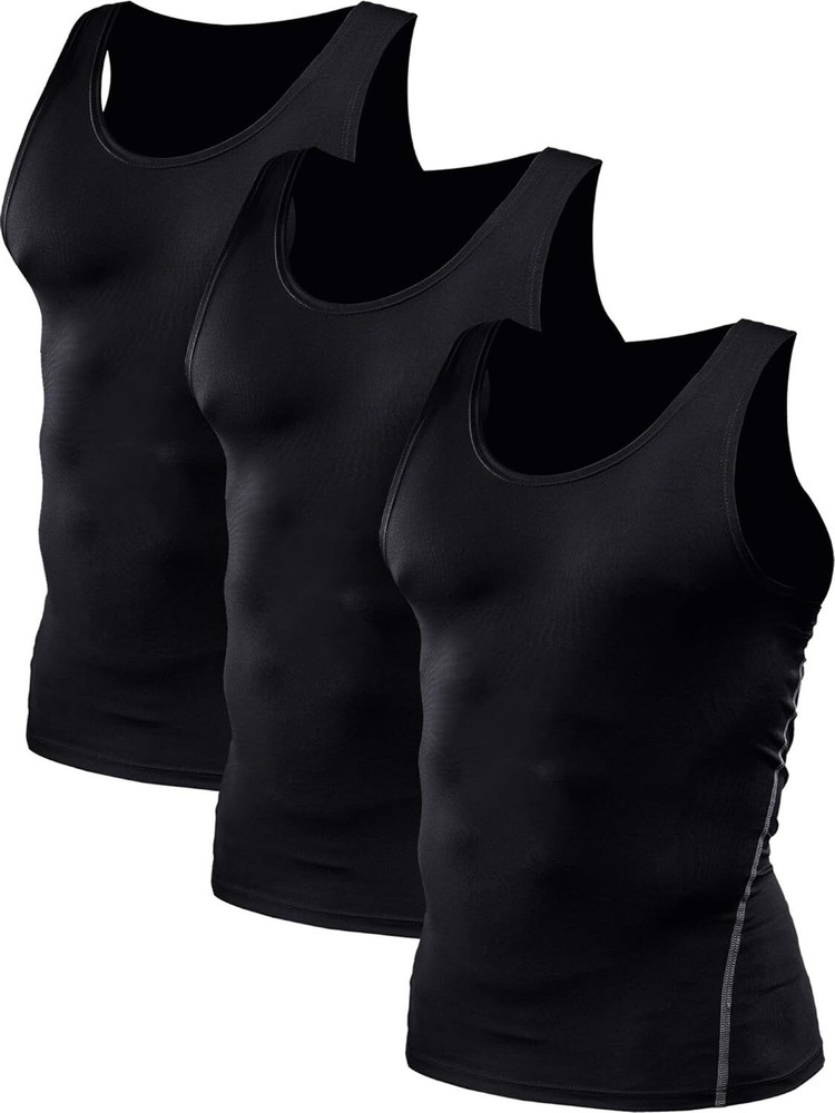 NELEUS Men’s 3 Pack Athletic Compression Under Base Medium, 01# 3 Pack:black