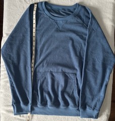 Mens Unbranded Blue Ribbed Long Sleeve Henley Shirt W/Kangaroo Pocket Size Small