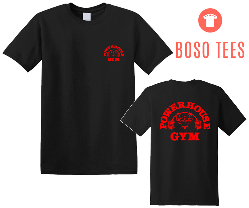 Powerhouse Gym Red Men Black T-Shirt Size S-5XL