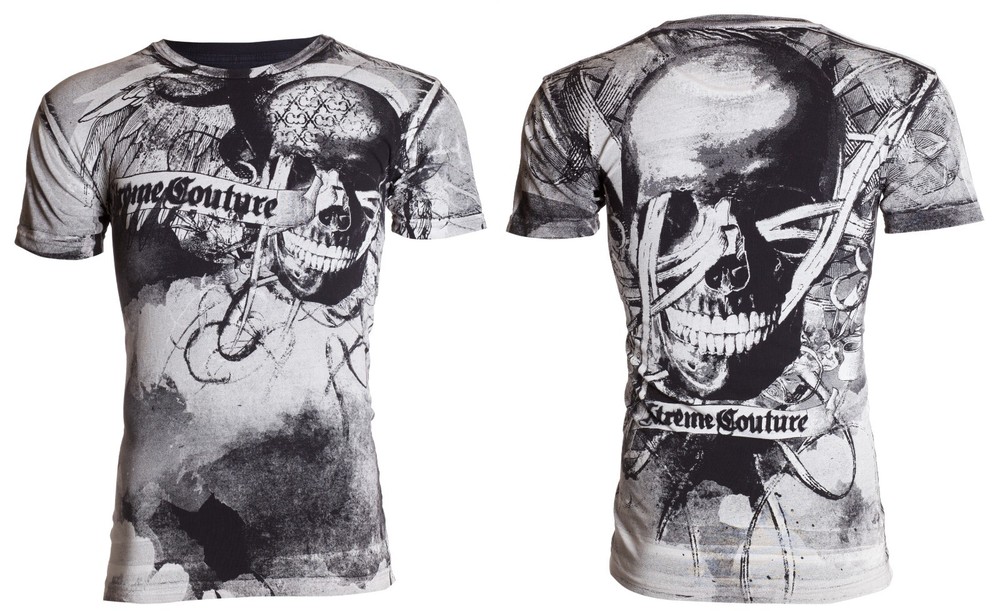 XTREME COUTURE by AFFLICTION Black CROSSED OUT Short Sleeve Slim Fit T-shirt NWT