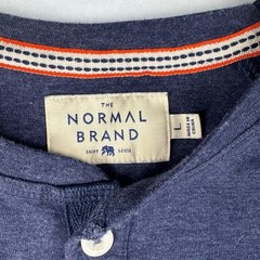 The Normal Brand Mens Henley Large Navy Blue Raglan Long Sleeve Cotton Blend