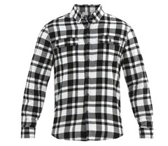 MENS GEORGE DOUBLE POCKETS FLANNEL SHIRT LONG SLEEVE BLACK WHITE SIZE 3XL NEW