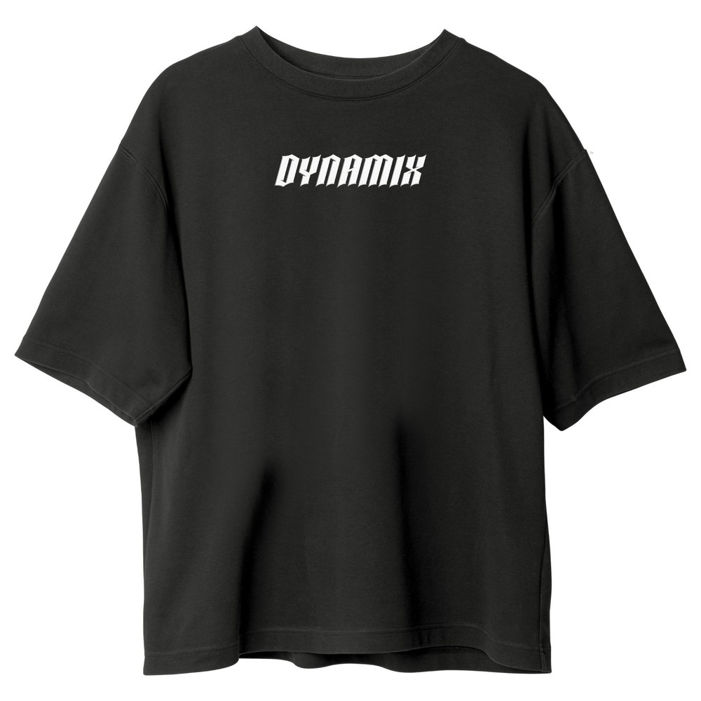 DYX Oversized Black Unisex 100% Cotton Crew Neck T-Shirt Gym and Streetwear Tee