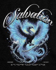 Men’s Vintage Washed Graphic T-Shirt Phoenix Fire Print Gothic Streetwear Tee