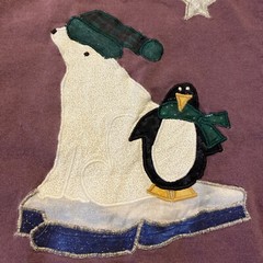 Vintage Men’s Henley Size XL Winter Scene Design Polar Bear Penguin See Pics