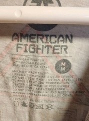 American Fighter Gardner T Shirt Men’s M Grey White Crystal Wash Premium Cotton