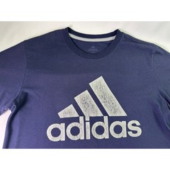Adidas The Go-To Performance Tee Navy Blue Distressed Logo Shirt Men’s Large L