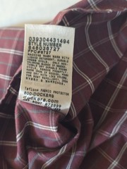Dockers Mens L 16 16.5 Shirt No Wrinkles Stain Defender Maroon Plaid Long Sleeve