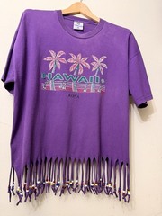 Vintage Kona Hawaii T Shirt Adult Size XL Custom Beaded Bottom 90s Souvenir Tee