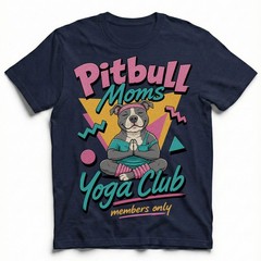 Pitbull Moms Yoga Club Geometric Retro Pink Lover T-Shirt Namaste Puppy Tee