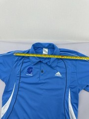 Adidas Polo Shirt Blue 3-Stripes Short Sleeve Size M 100% Polyester