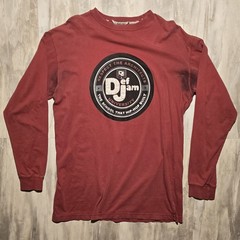 Def Jam Recordings ’90s Y2K Rare Red Retro Thrashed Long Sleeve Rap Tee