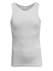 GALAXY BY HARVIC MENS HEAVY-WEIGHT RIBBED TANK TOP – SIZE: MEN L – WHITE