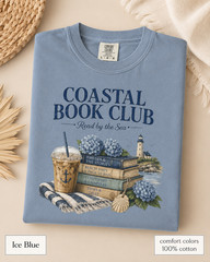 Coastal Book Club Shirt, Comfort Colors Beach Reading Tee, Book Lover Gift