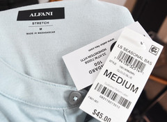Alfani Mens Henley T-Shirt New M Light Blue Long Sleeves Stretch Standard Solid