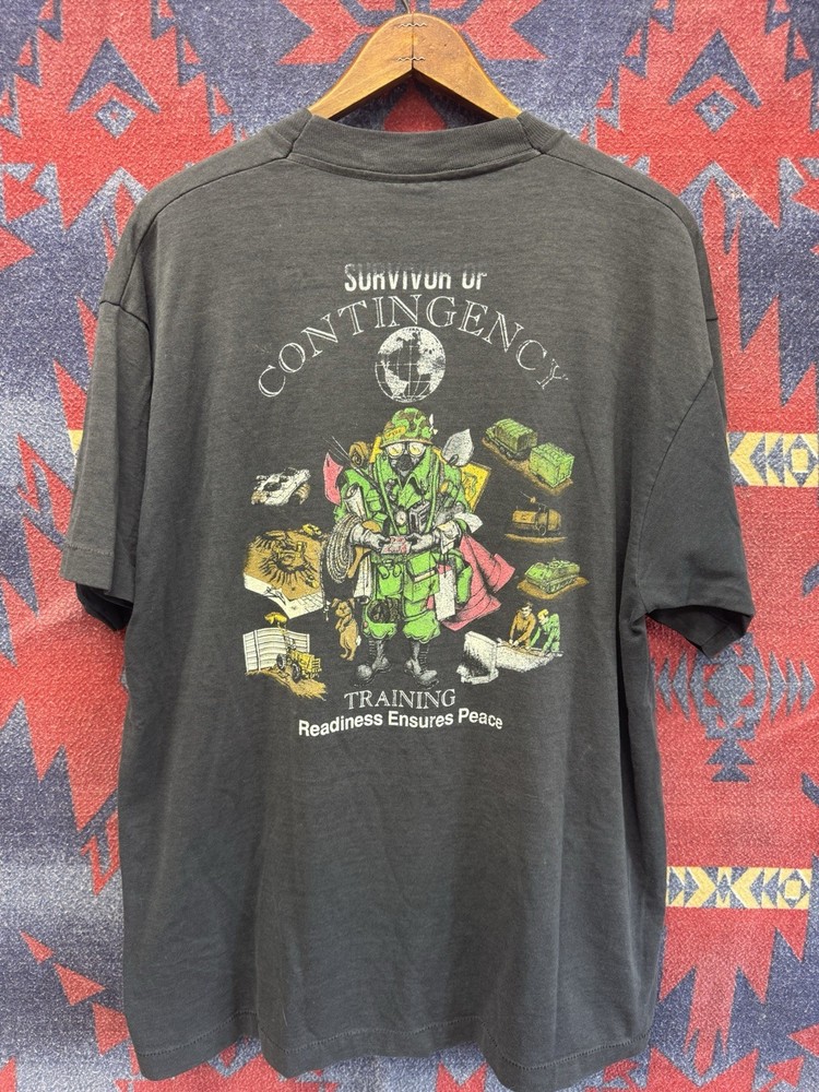 Vintage Military Contingency Training Graphic T Shirt Screen Stars XL 90s
