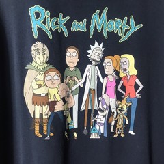 ADULT SWIM RICK AND MORTY CAST GRAPHIC T-SHIRT NAVY BLUE MENS SIZE 2X