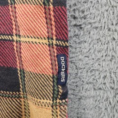Vintage Dockers Flannel Henley Shirt Men’s XL Red/Yellow Plaid USA Made Grunge