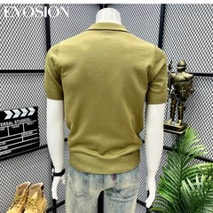 Men Vintage Jacquard Knitted Hollow Out Summer Short Sleeve Sweater Chic Tops