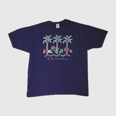 Vintage Florida T Shirt Adult XL Purple Men’s Palm Trees Seashells 80’s Colorful