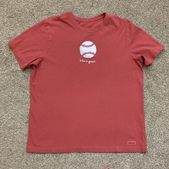 Life is Good Shirt Mens Large Red Casual Baseball Outdoors Cotton Crusher Tee