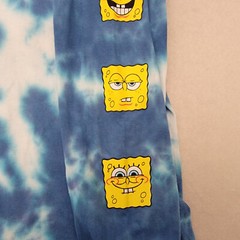 NICKELODEON SPONGEBOB TIE DYE T SHIRT MENS Large L BLUE WHITE LONG SLEEVE NWT