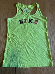 Nike The Athletic Dept Women Large Neon Green Pink Logo Slim Fit Racerback Tank