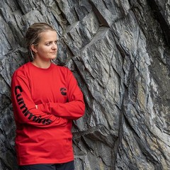 Cummins Long-Sleeve T-shirt Wordmark Crew Neck Shirt Red