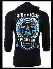 AMERICAN FIGHTER Black Blue White BROCKPORT Long Sleeve Hoodie T-shirt NWT