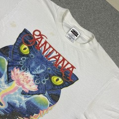 Vintage Santana T Shirt Mens Large 90s Rock Band White Psychedelic Double Sided