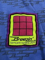 Vtg Breezin Sportswear T-Shirt Blue Single Stitch Geometric Boxy 80s 90s Large