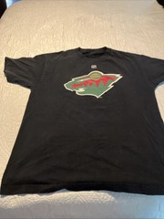 Reebok Minnesota Wild Clayton Stoner 4￼Hockey Black T-Shirt Mens Large RARE!