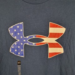 Under Armour Shirt Men’s Navy Blue UA Freedom Flag Big Logo USA sz Medium NWT