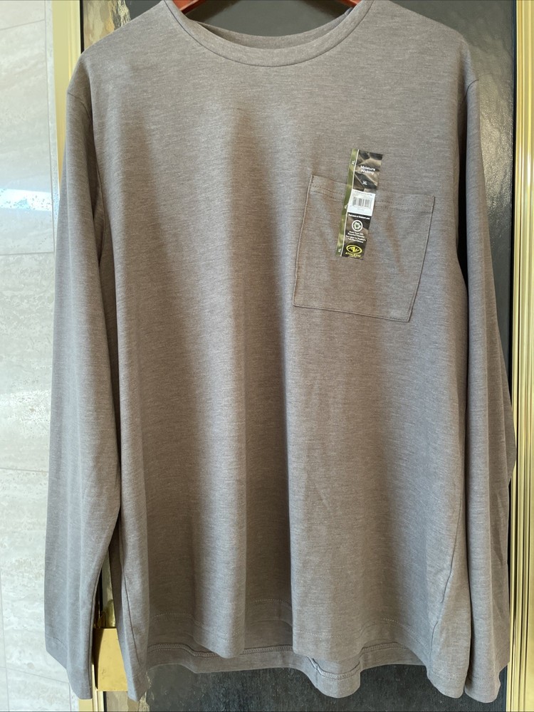 Athletic Works Men’s Taupe Long Sleeve Crew Neck Pocket Tee Size XL New With Tag
