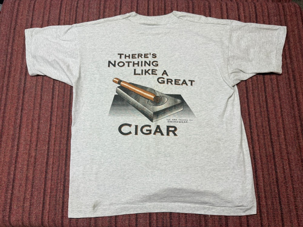 MENS USED VINTAGE 90S SINGLE STITCH CIGAR SMOKING SHIRT SIZE XL