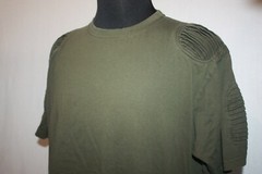 Makobi MK Sz L Fashion T-Shirt Olive Green Zippers Pleated Short Sleeves
