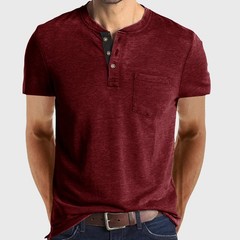 Mens Short Sleeve Henley T Shirt Tops Grandad Button Neck Casual Tee Shirts Tops