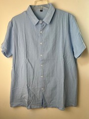 2 Men’s Light Blue and Black Cotton Short Sleeve Button-Up Shirt Size XL Casual