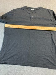 Lands’ End Super-T Top Men’s XL 46-48 Gray Rib-Knit Cuff Long Sleeve Henley Neck