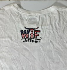NWT What The Fin Shirt Mens XXL White American Flag Whale Patriotic Fishing Tee