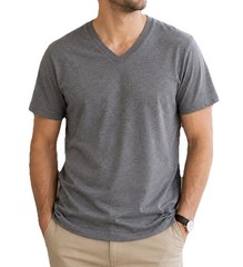 Men’s Everyday Wear Short Sleeve V Neck T-Shirt Goodfellow Casual Gray L NWT